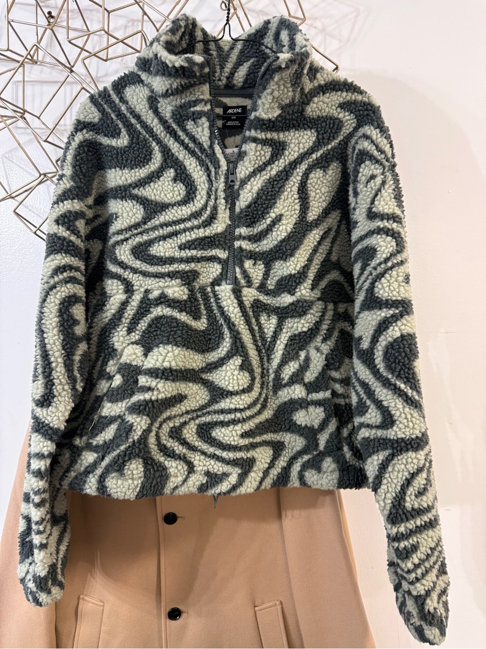 Ardene Swirl Sherpa Half-Zip Pullover Sweater
